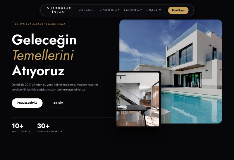 Dursunlar İnşaat kurumsal web sitesi